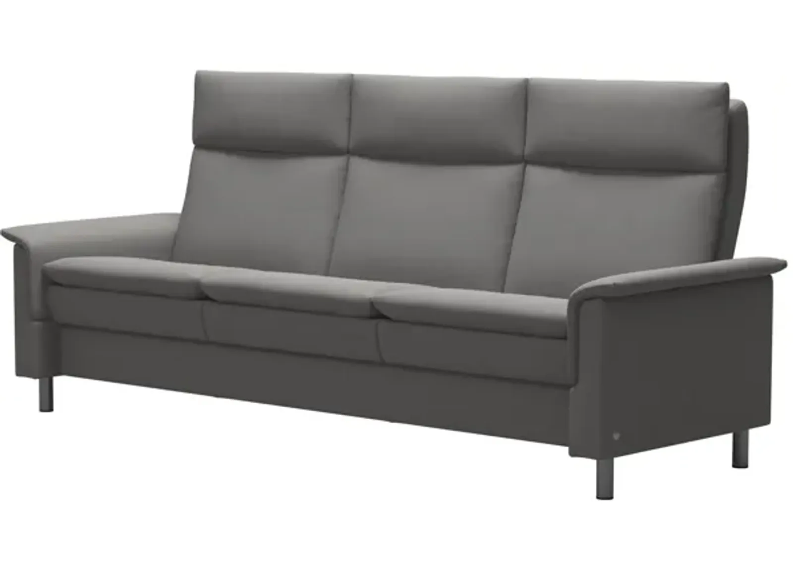 Stressless Aurora 3-Seat High Back Sofa in Paloma Silver Gray Steel