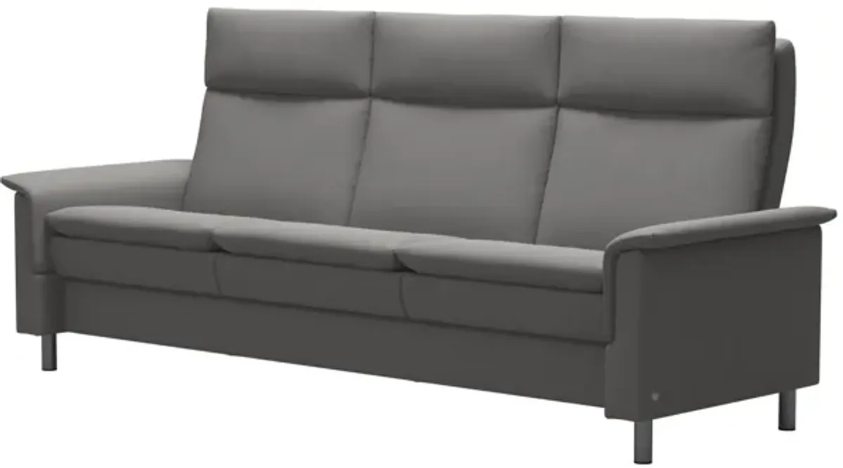 Stressless Aurora 3-Seat High Back Sofa in Paloma Silver Gray Steel