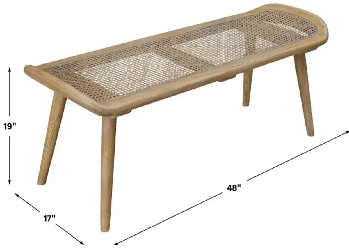 Uttermost Arne Dry Oak Rattan Bench