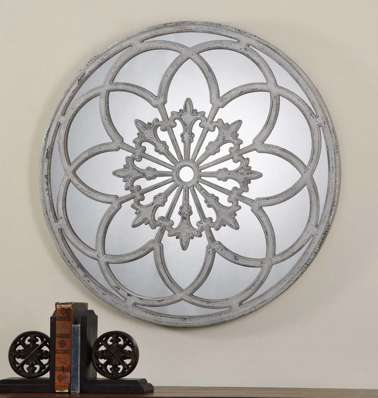 CONSELYEA AGED IVORY ROUND MIRROR