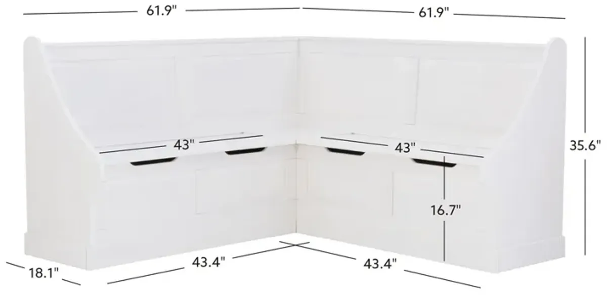 Linon Tobin Corner Breakfast Nook White