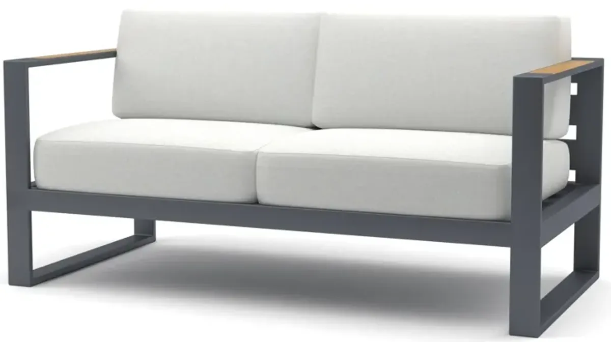 Prestige St.Croix Graphite Loveseat in Swimmer Oyster Fabric