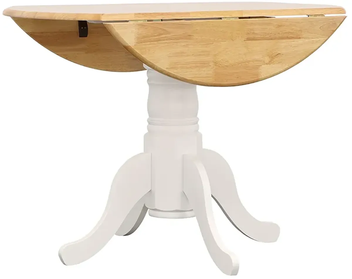 Coaster Allison Round 40 Inch Drop Leaf Extension Dining Table White