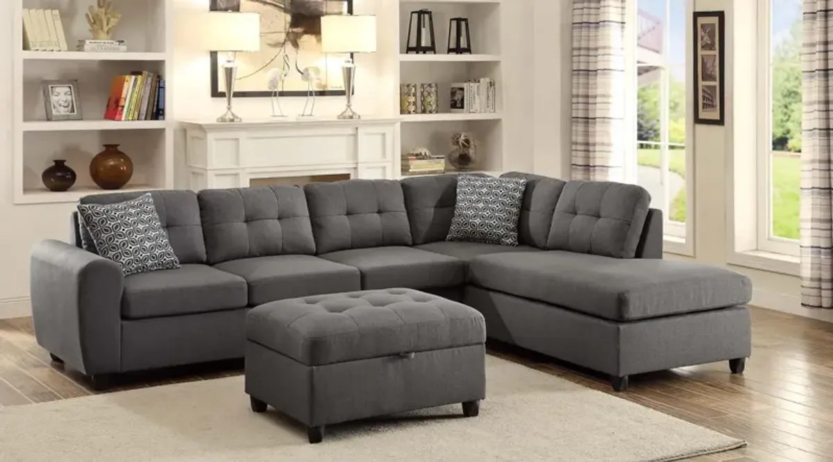 Coaster Stonenesse Upholstered Sectional Chaise Sofa Grey