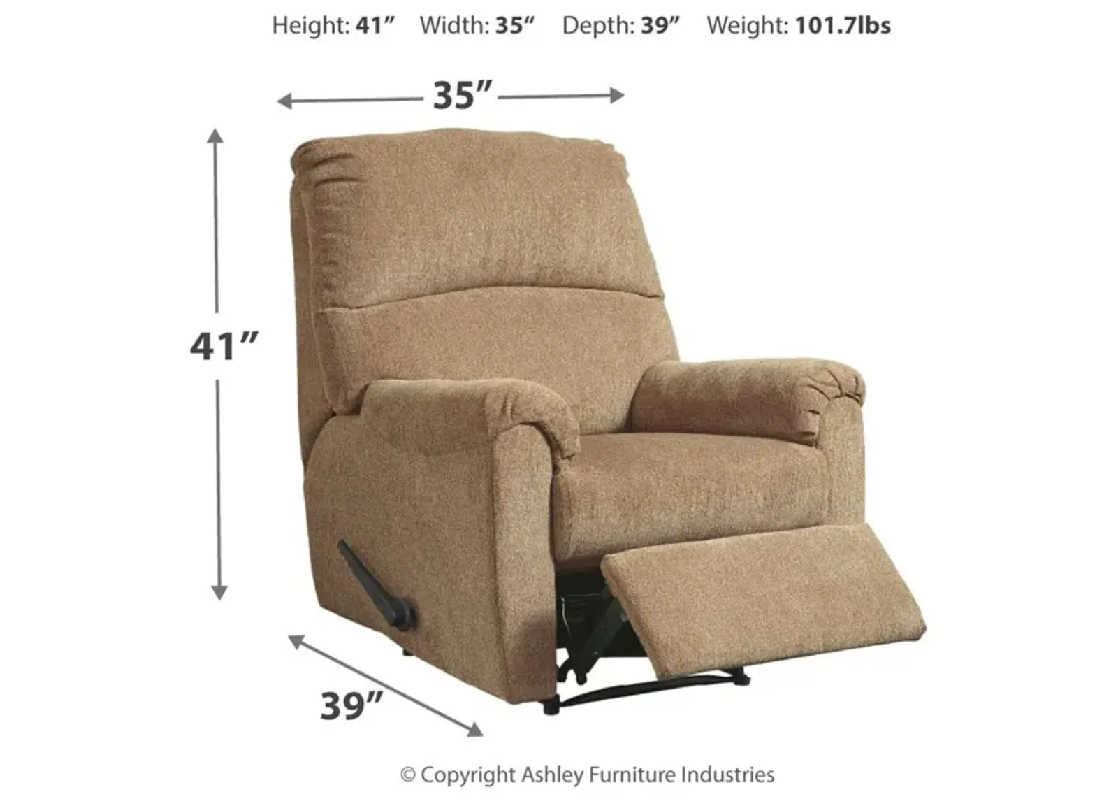 Ashley Nerviano Mocha Zero Wall Recliner