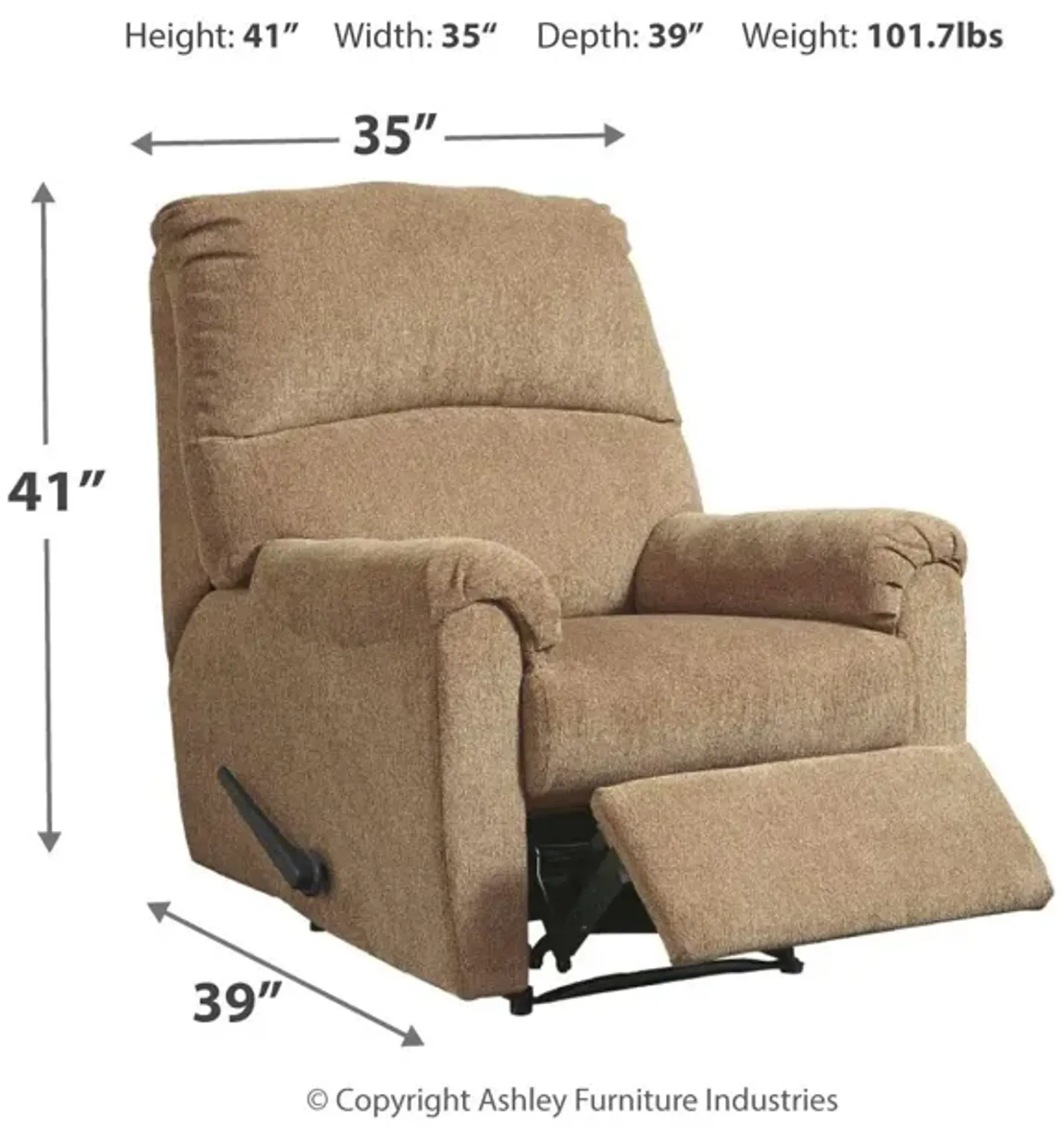 Ashley Nerviano Mocha Zero Wall Recliner