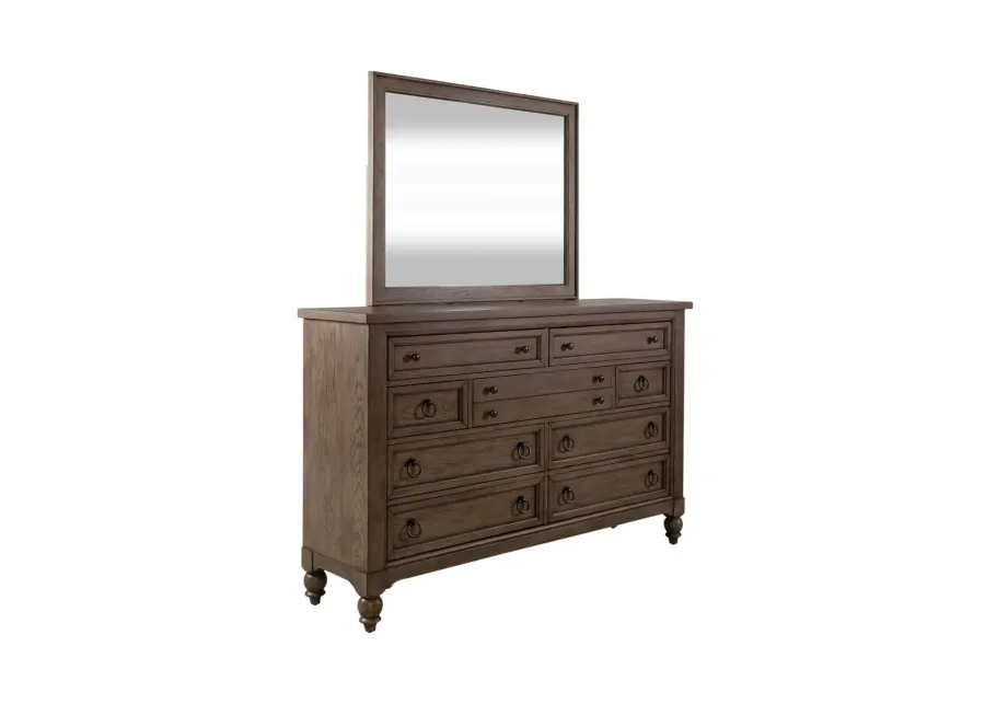 QUEEN SHELTER BED DRESSER MIRROR CHEST - AMERICANA FARMHOUSE