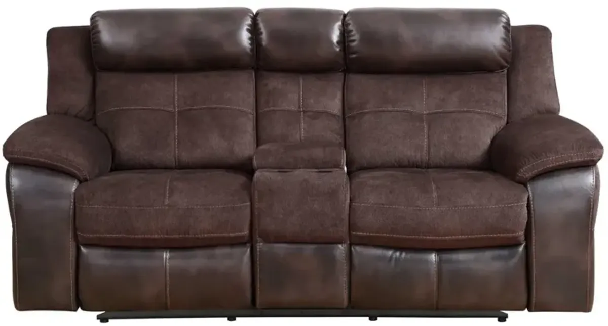 Steve Silver Pueblo Coffee Manual Reclining Leatherette Loveseat With Console