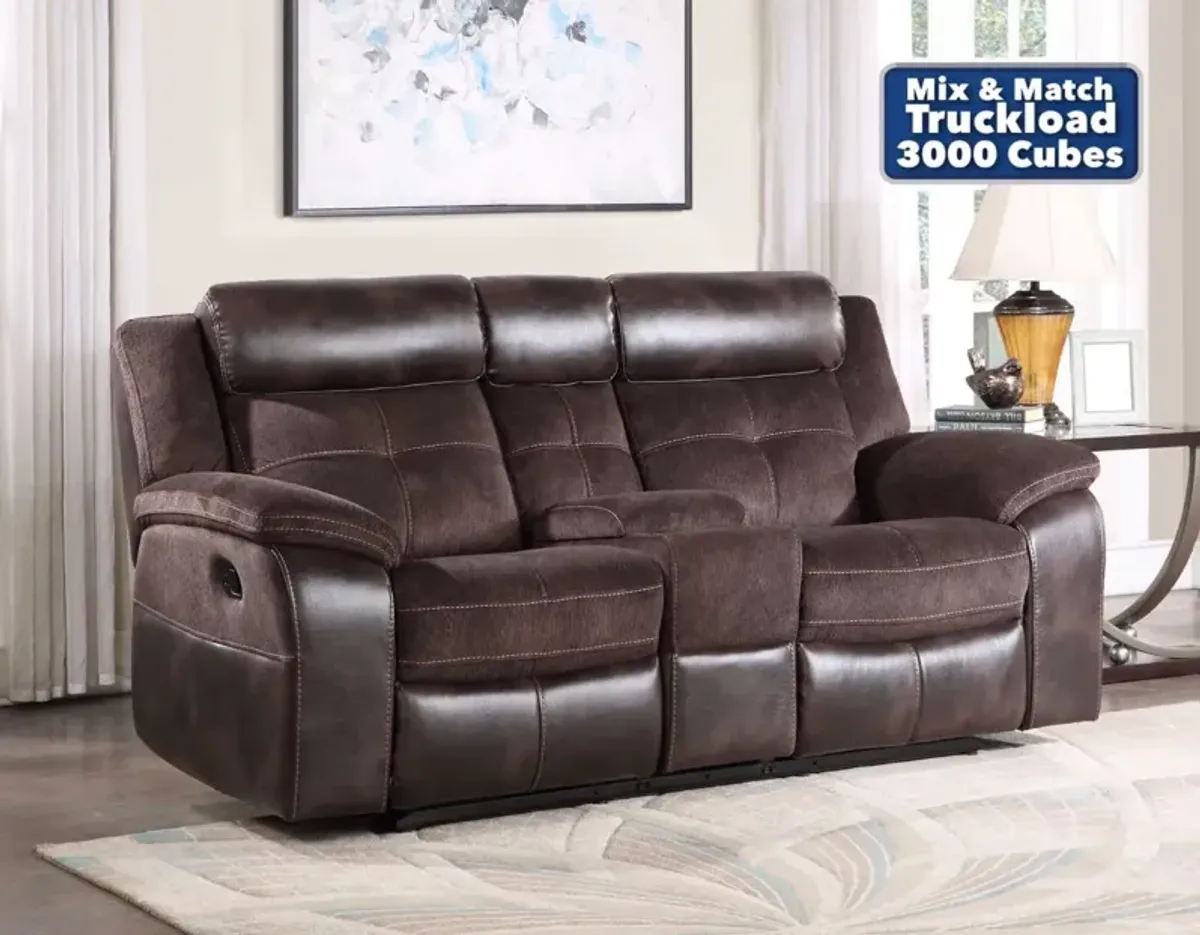 Steve Silver Pueblo Coffee Manual Reclining Loveseat with Console