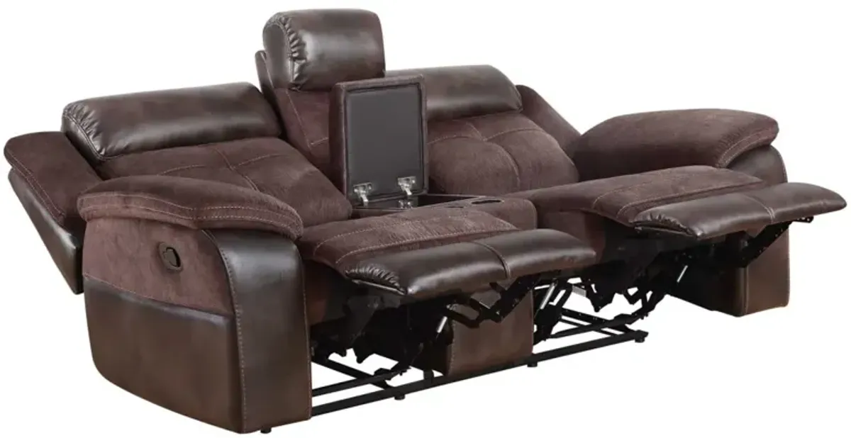 Steve Silver Pueblo Coffee Manual Reclining Leatherette Loveseat With Console