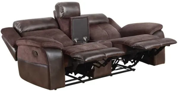 Steve Silver Pueblo Coffee Manual Reclining Leatherette Loveseat With Console