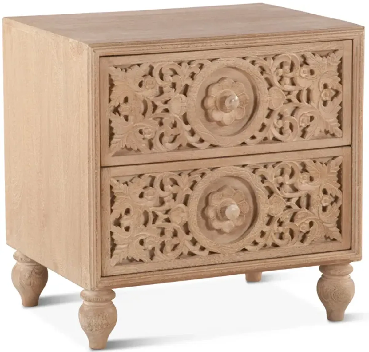 Home Trends Design Taj 24 Inch Mango Wood Night Natural Whitewash Finish Chest