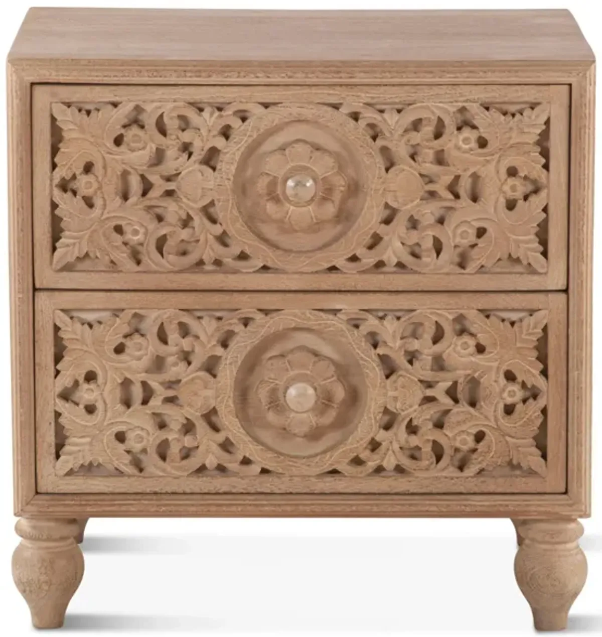 Home Trends Design Taj 24 Inch Mango Wood Night Natural Whitewash Finish Chest