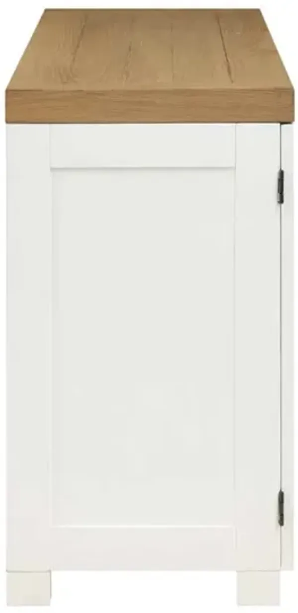 Steve Silver Magnolia Server In White With Natural Top & Ebony Hardware