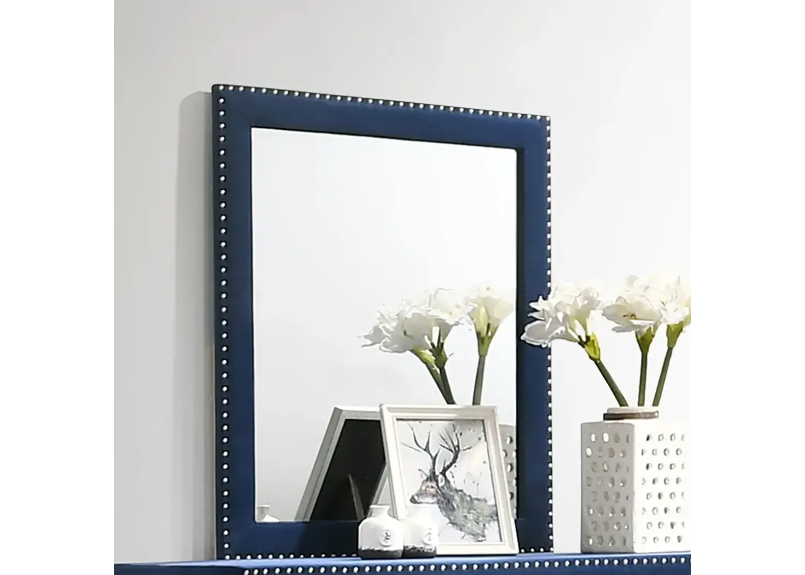 Coaster Melody Upholstered Dresser Mirror Pacific Blue