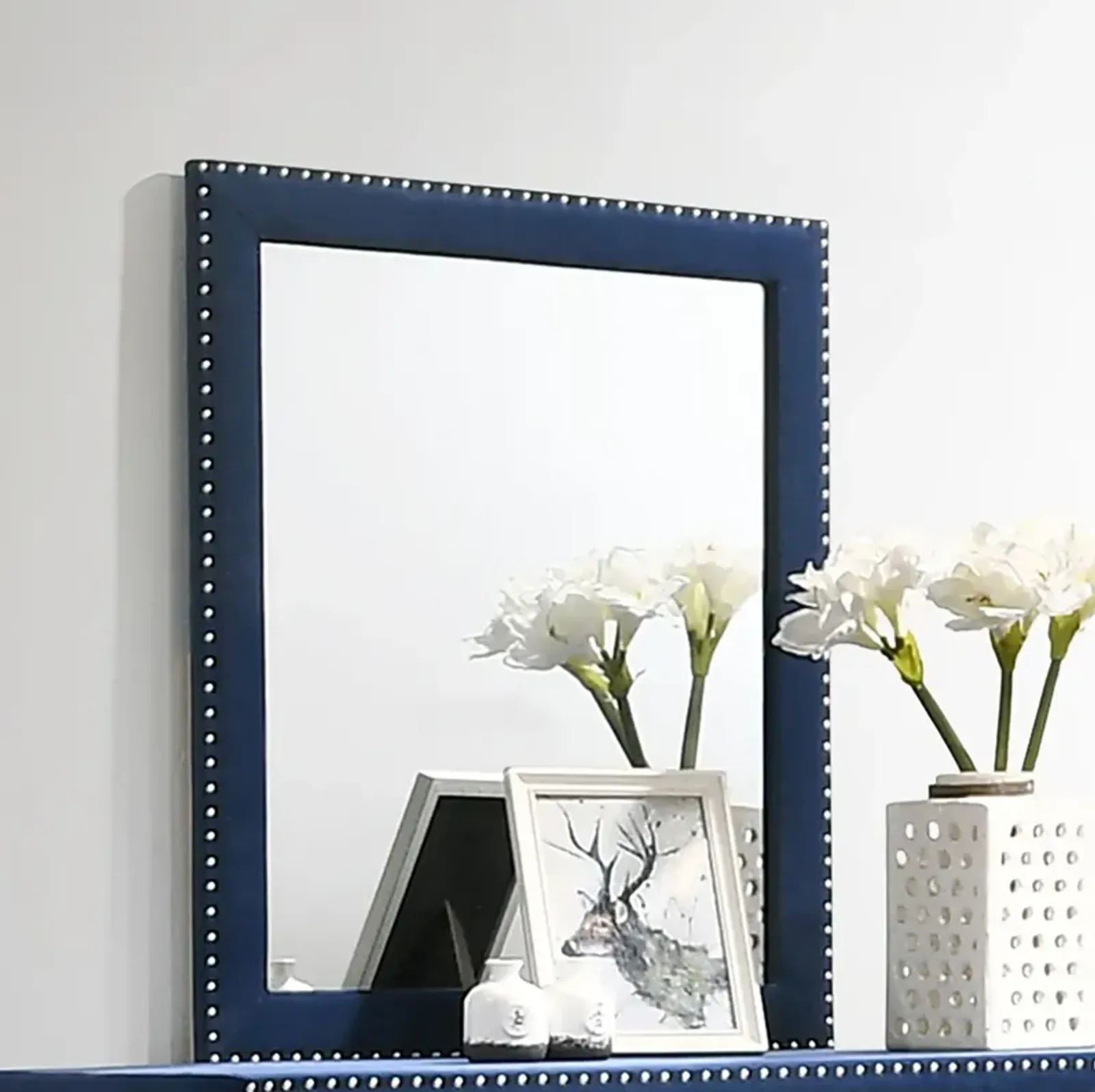 Coaster Melody Upholstered Dresser Mirror Pacific Blue