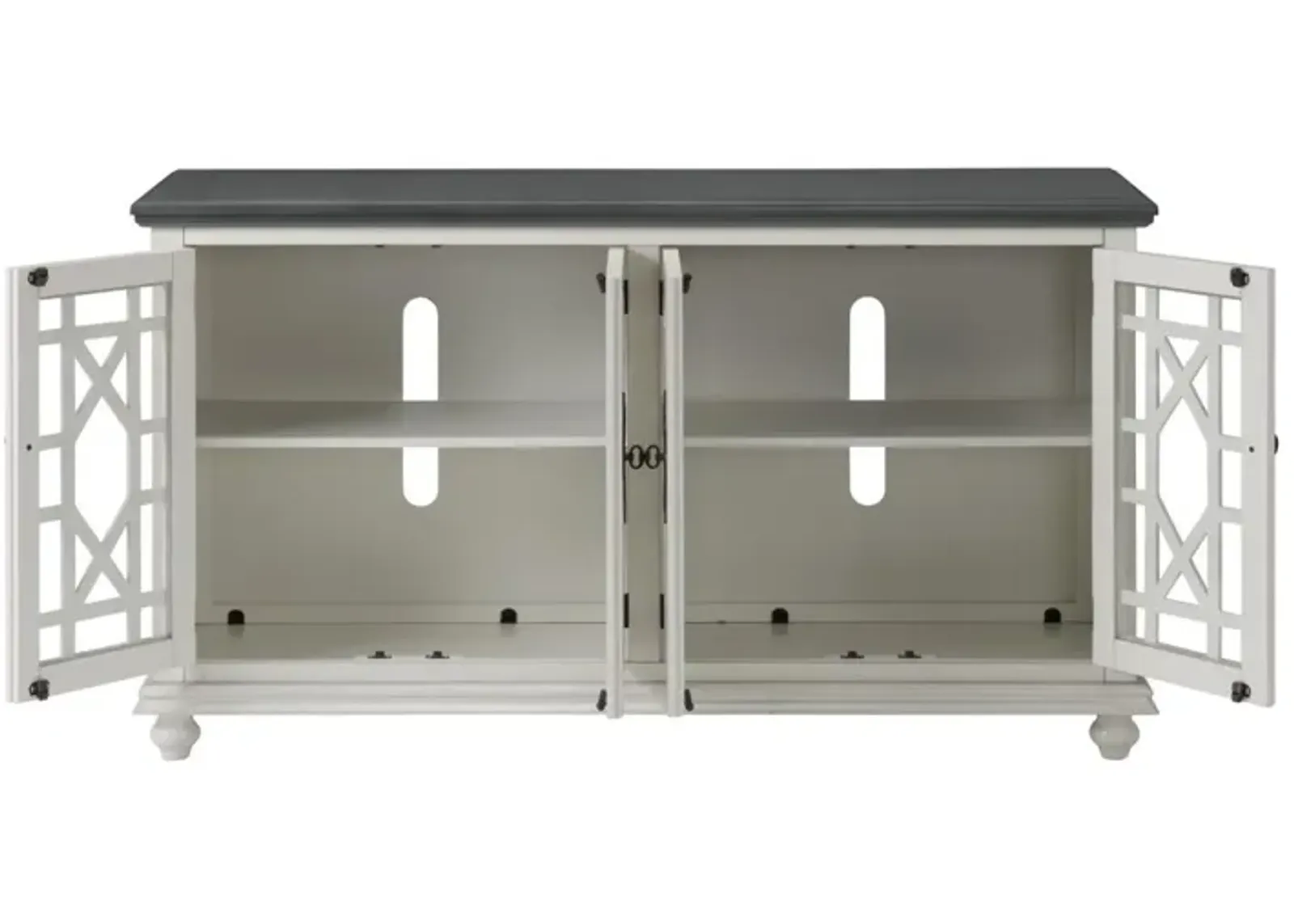 Martin Svensson Elegant 63 Inch TV Stand in White with Grey Top