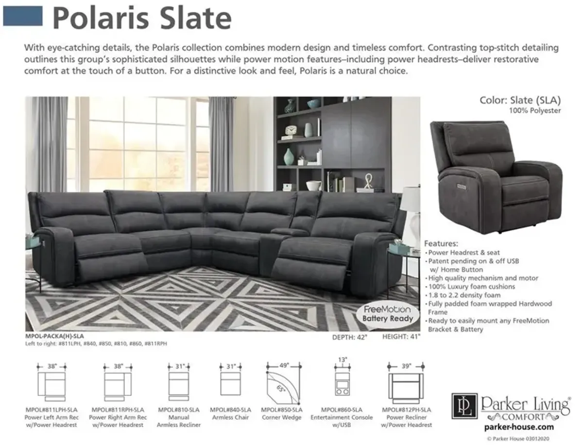 Parker House Polaris Collection 6-Piece Sectional in Slate Color