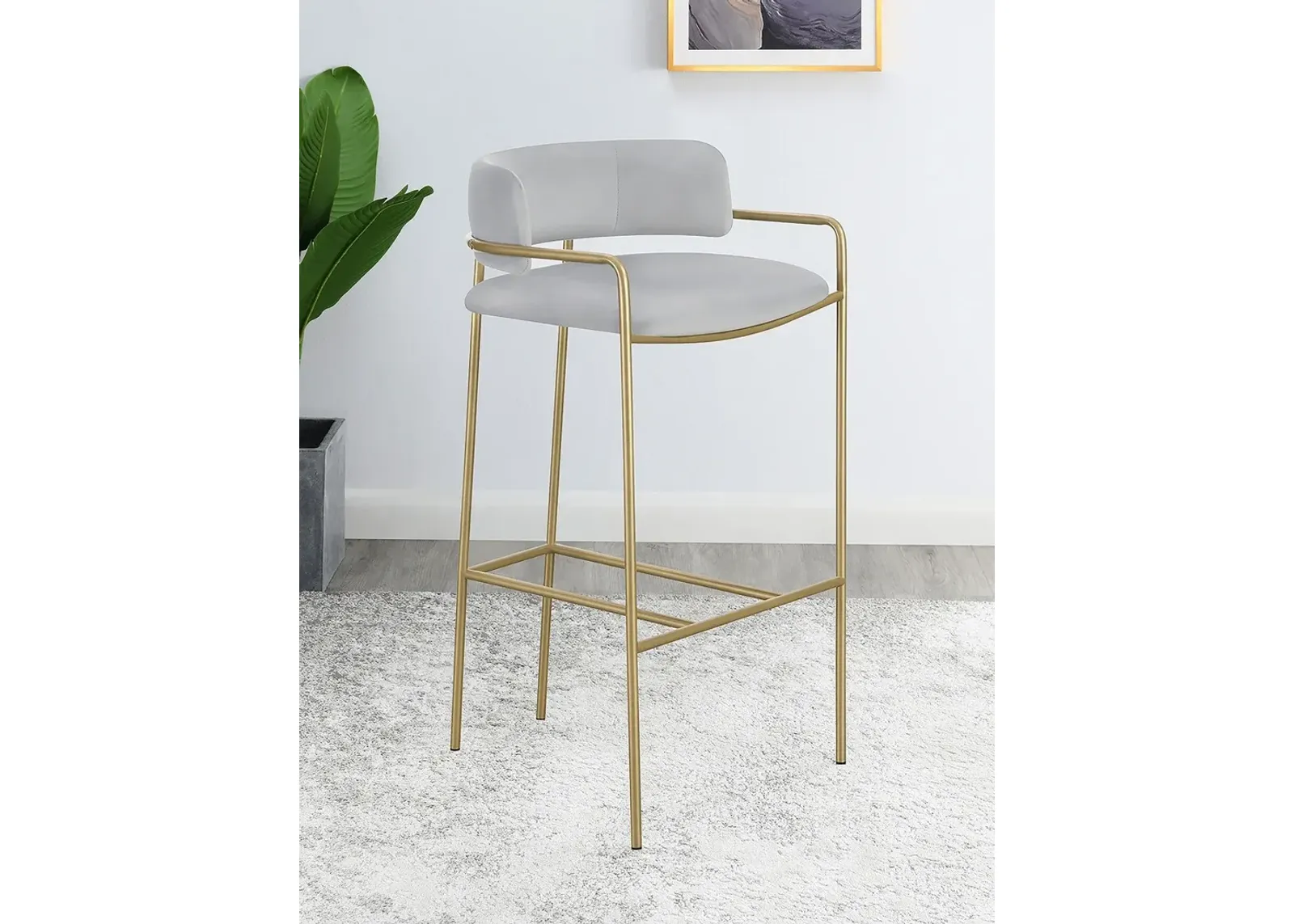 Coaster Comstock Upholstered Low Back Stool Grey & Gold