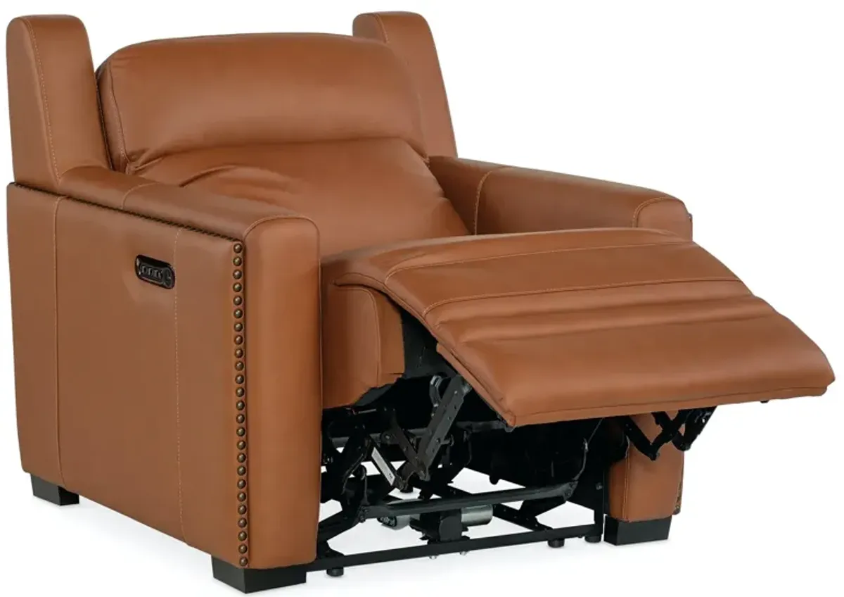 Hooker Furniture Mckinley Candid Spice Power Recliner Leather Chair with Power Headrest & Lumbar