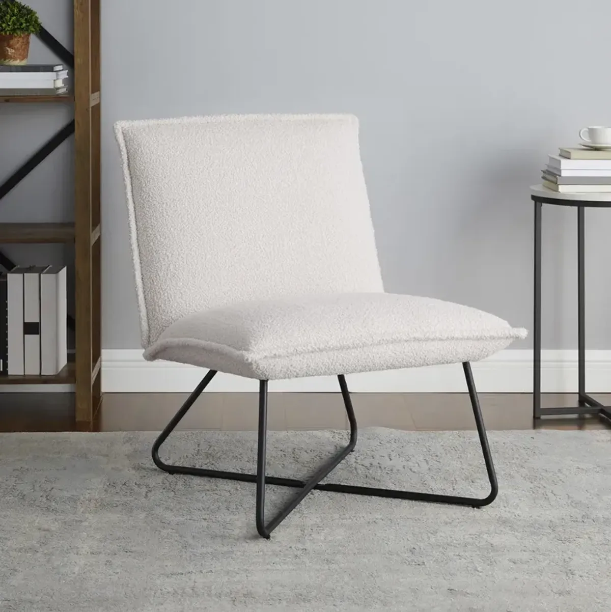 Linon Kelvin Sherpa Armless Chair