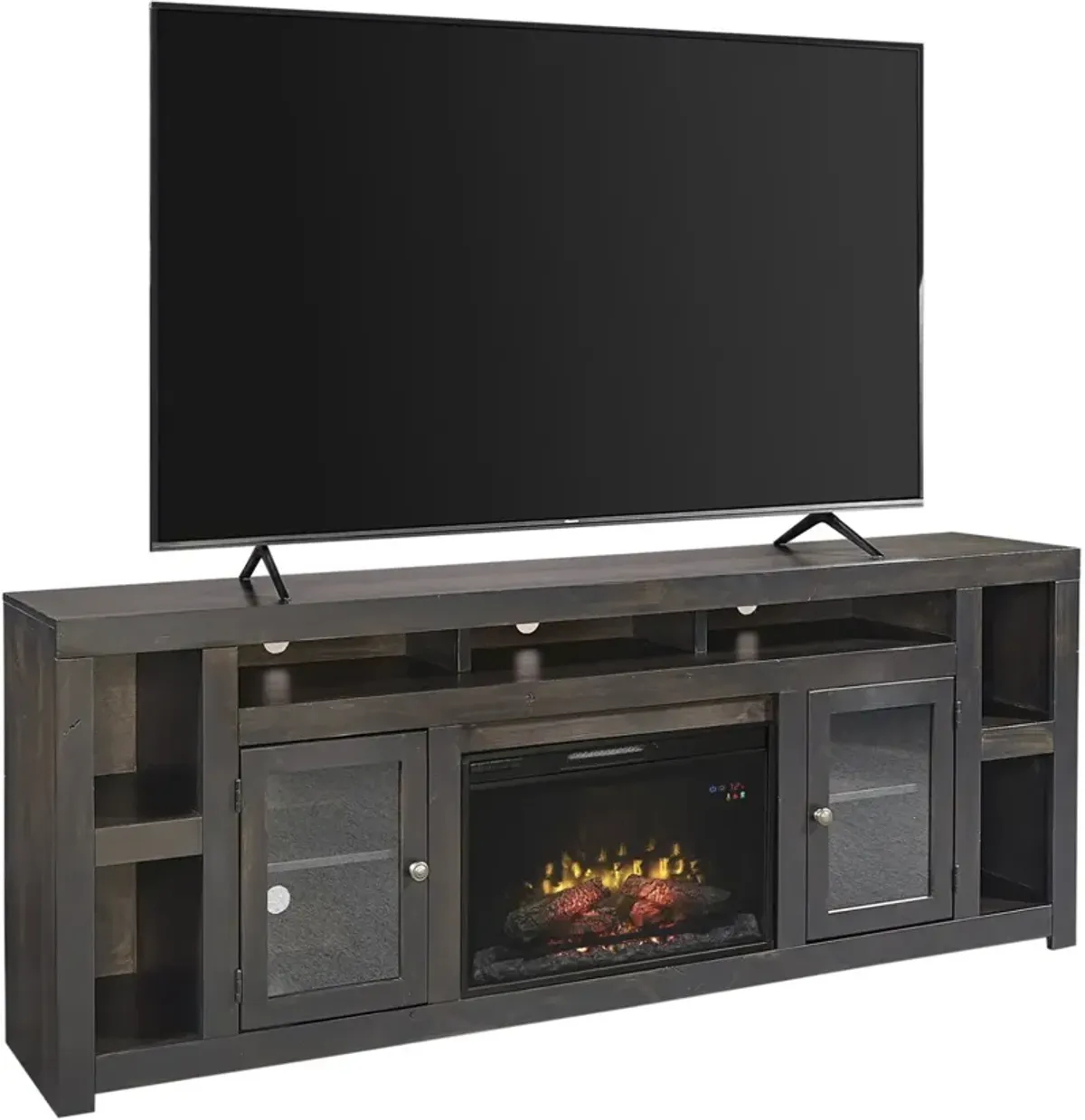 Aspenhome Avery Loft Ghost Black 84 Inch Fireplace TV Stand Console