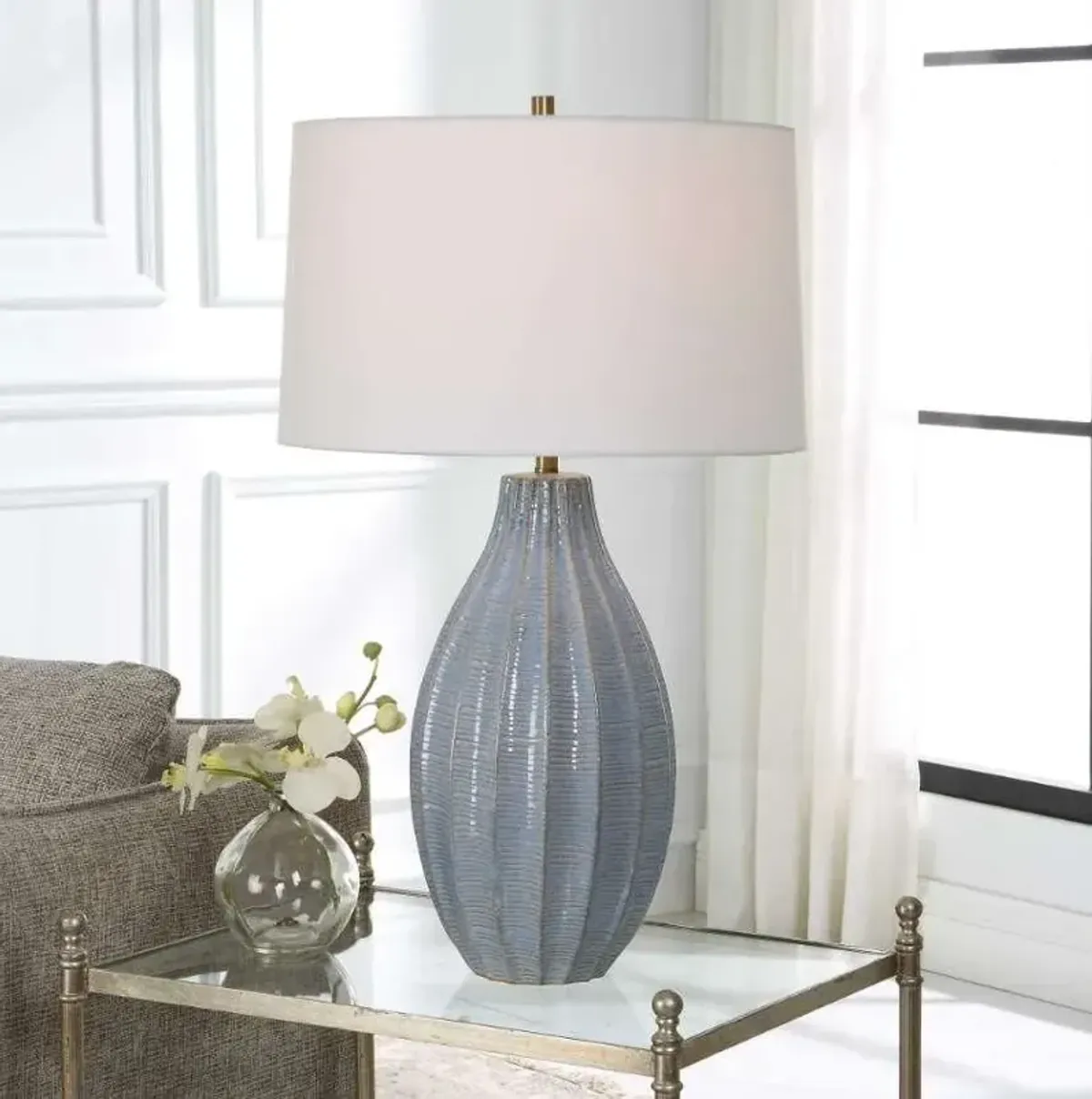 Uttermost Veston Blue/Gray/White Table Lamp