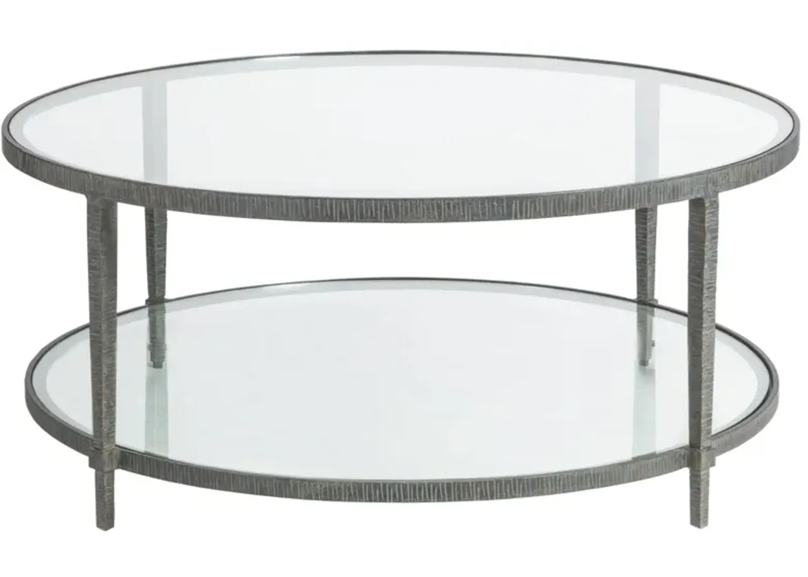 Artistica Home by Lexington Metal Designs Claret 42 Inch Round Metal Cocktail Table Iron Gray/Clear