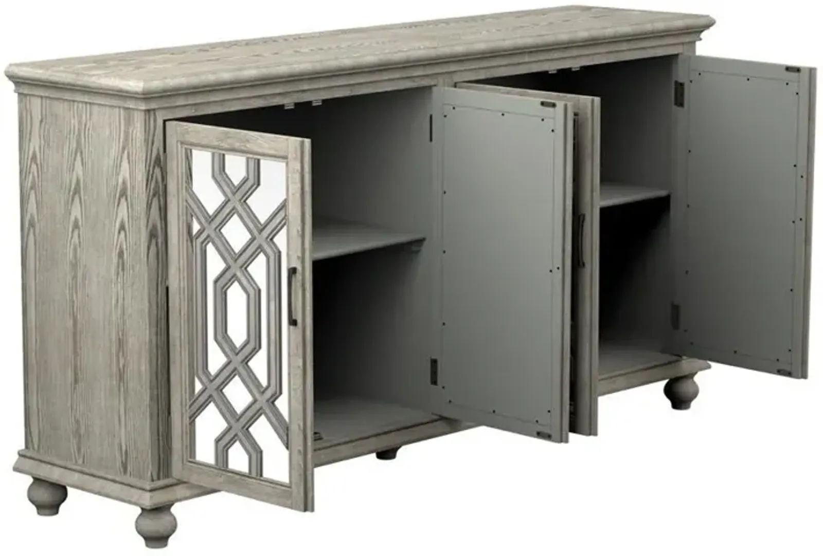 Coaster Melanie 4-Door Wood Trellis Accent Cabinet Distressed White