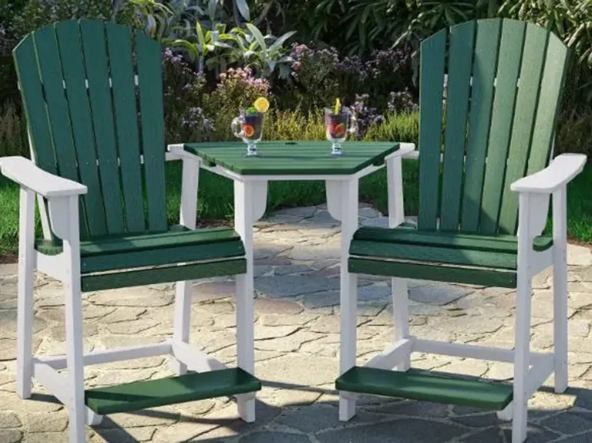 Sopoly Destin White & Heron Gray Counter-Height Outdoor Adirondack Stool