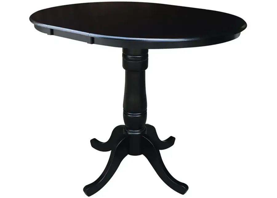 DINING ESSENTIALS 36 INCH EXTENSION TABLE WITH 36 INCH TRADITIONAL PEDESTAL BASE IN BLACK