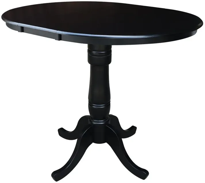 DINING ESSENTIALS 36 INCH EXTENSION TABLE WITH 36 INCH TRADITIONAL PEDESTAL BASE IN BLACK