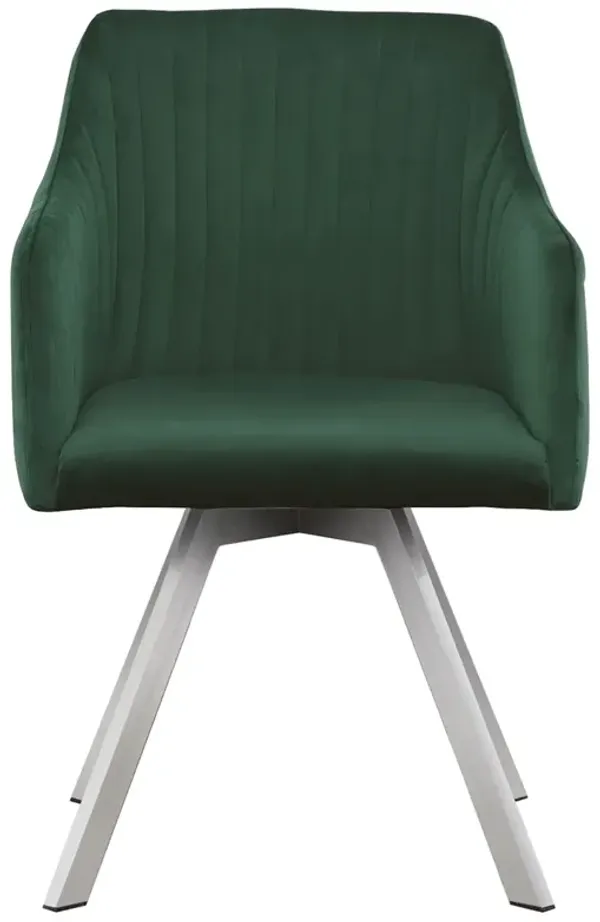 Coaster Arika Velvet Upholstered Swivel Dining Arm Chair Green