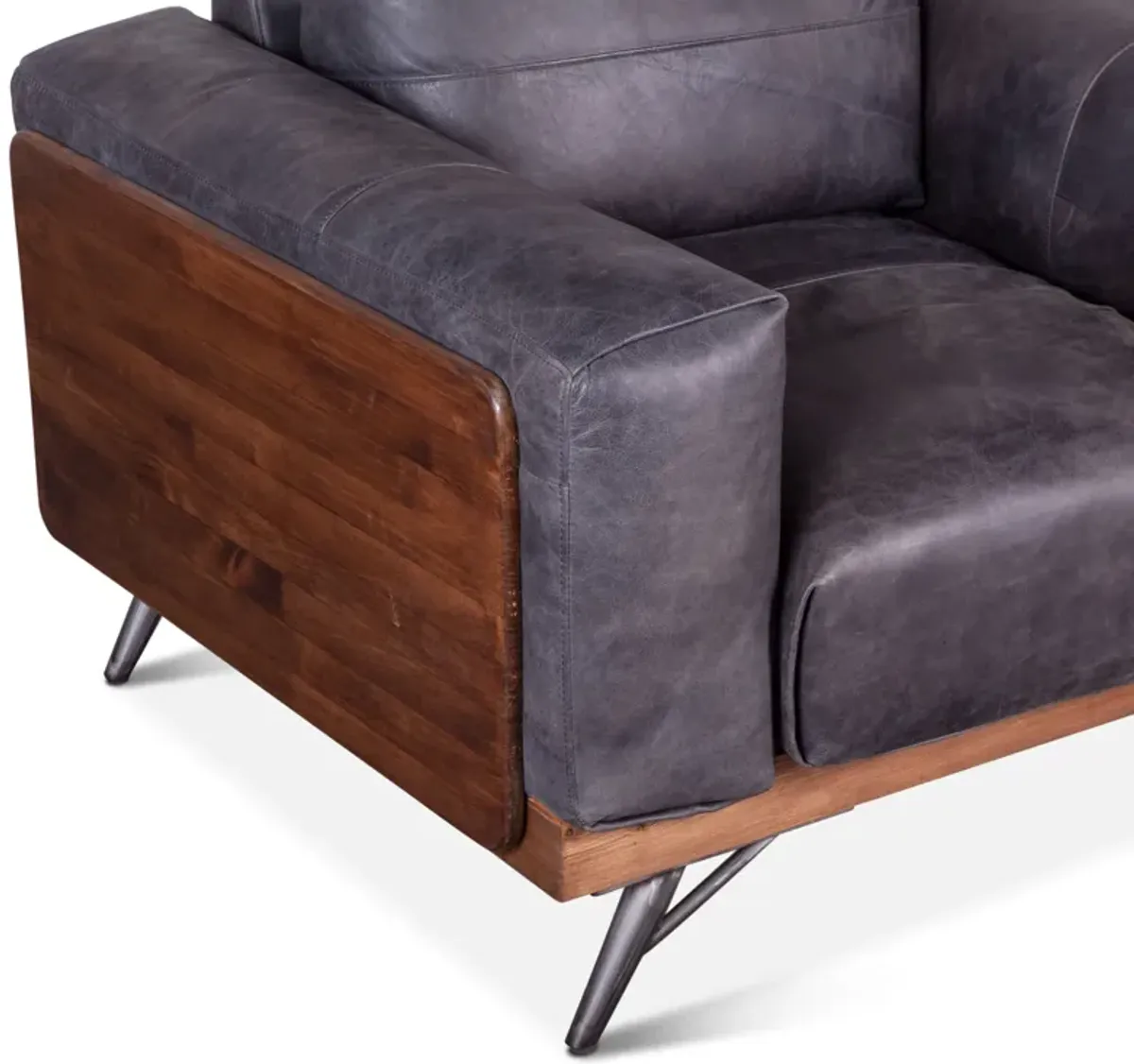 Home Trends Design Portofino Mid Century Antique Ebony Leather Armchair