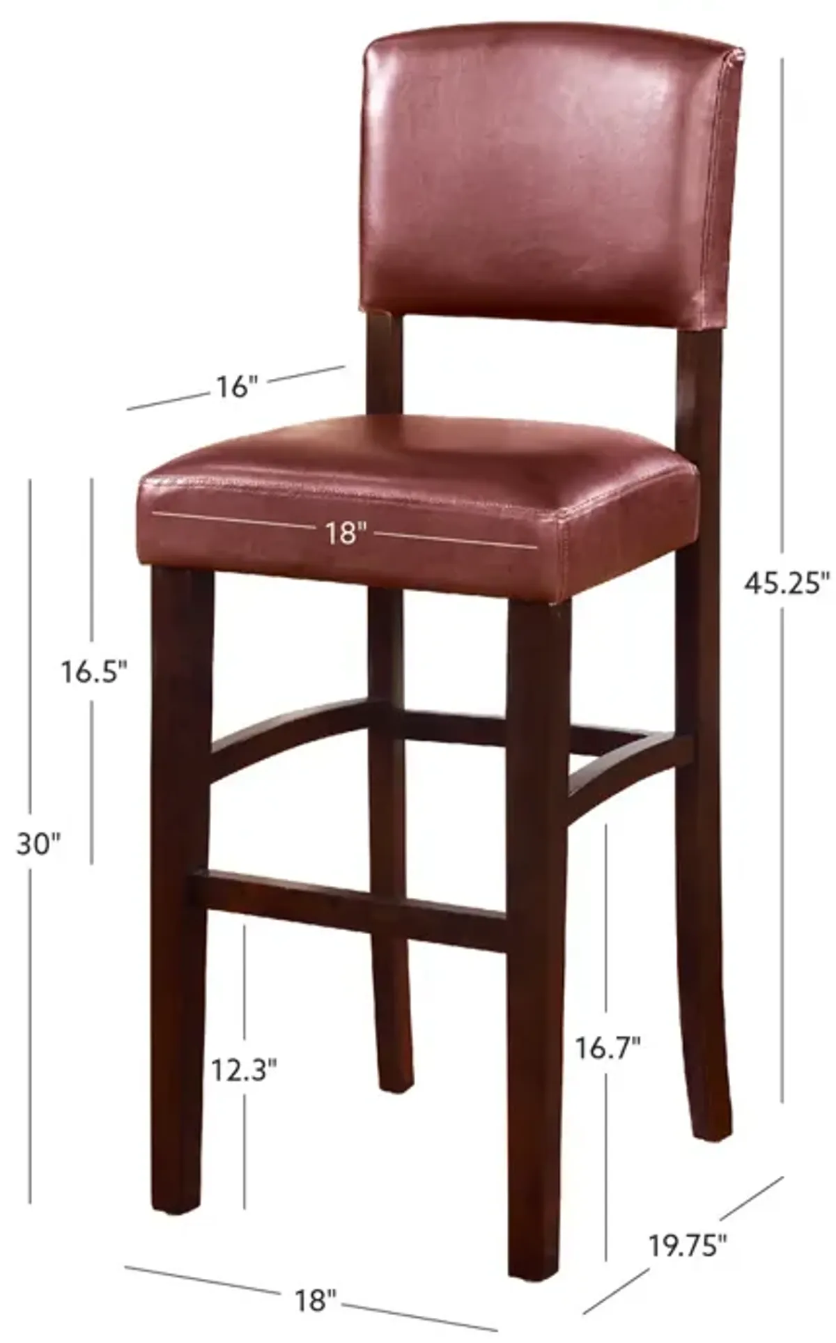 Linon Monaco Bar Stool Dark Red