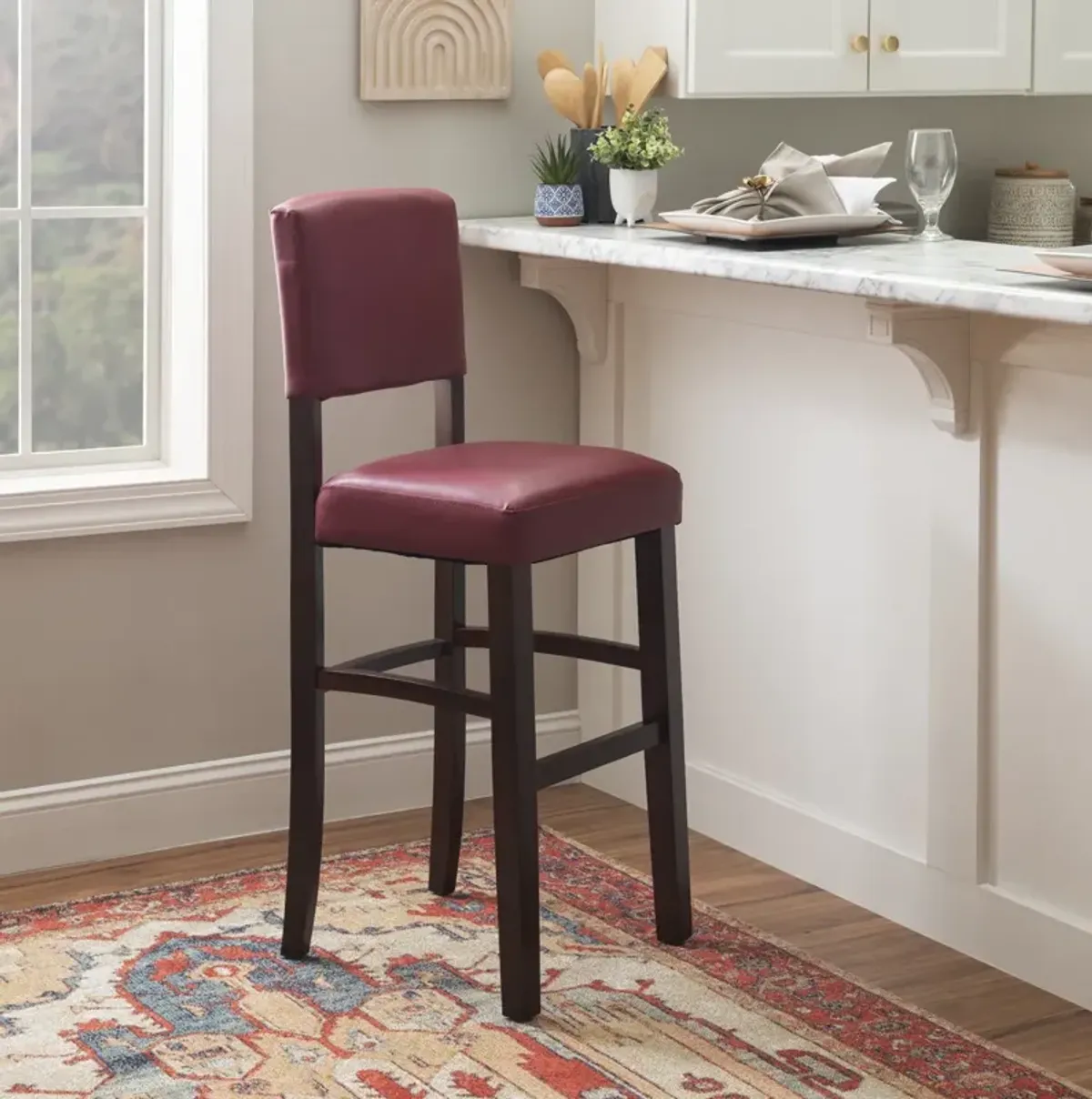 Linon Monaco Bar Stool Dark Red