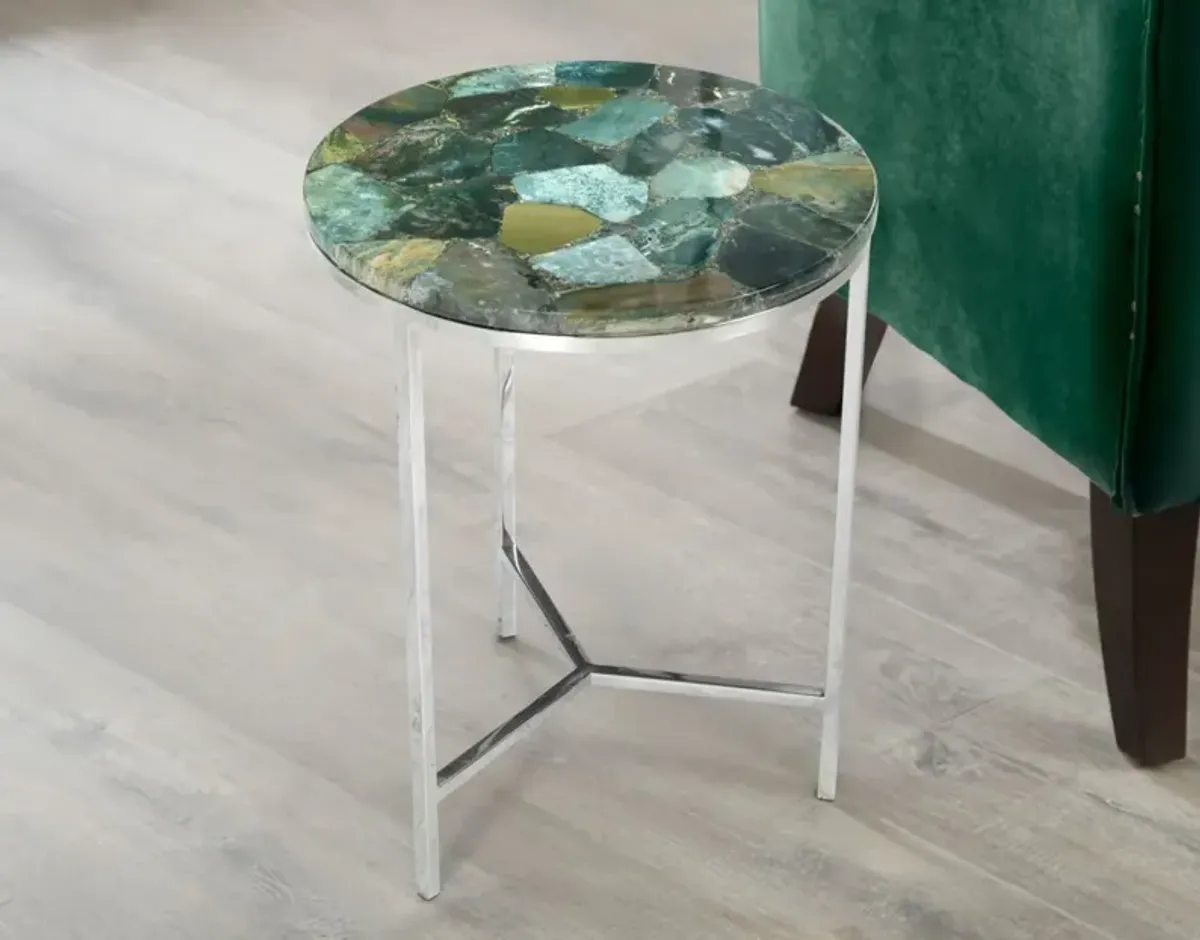 Steve Silver Foster Green Jasper Top Chairside Table