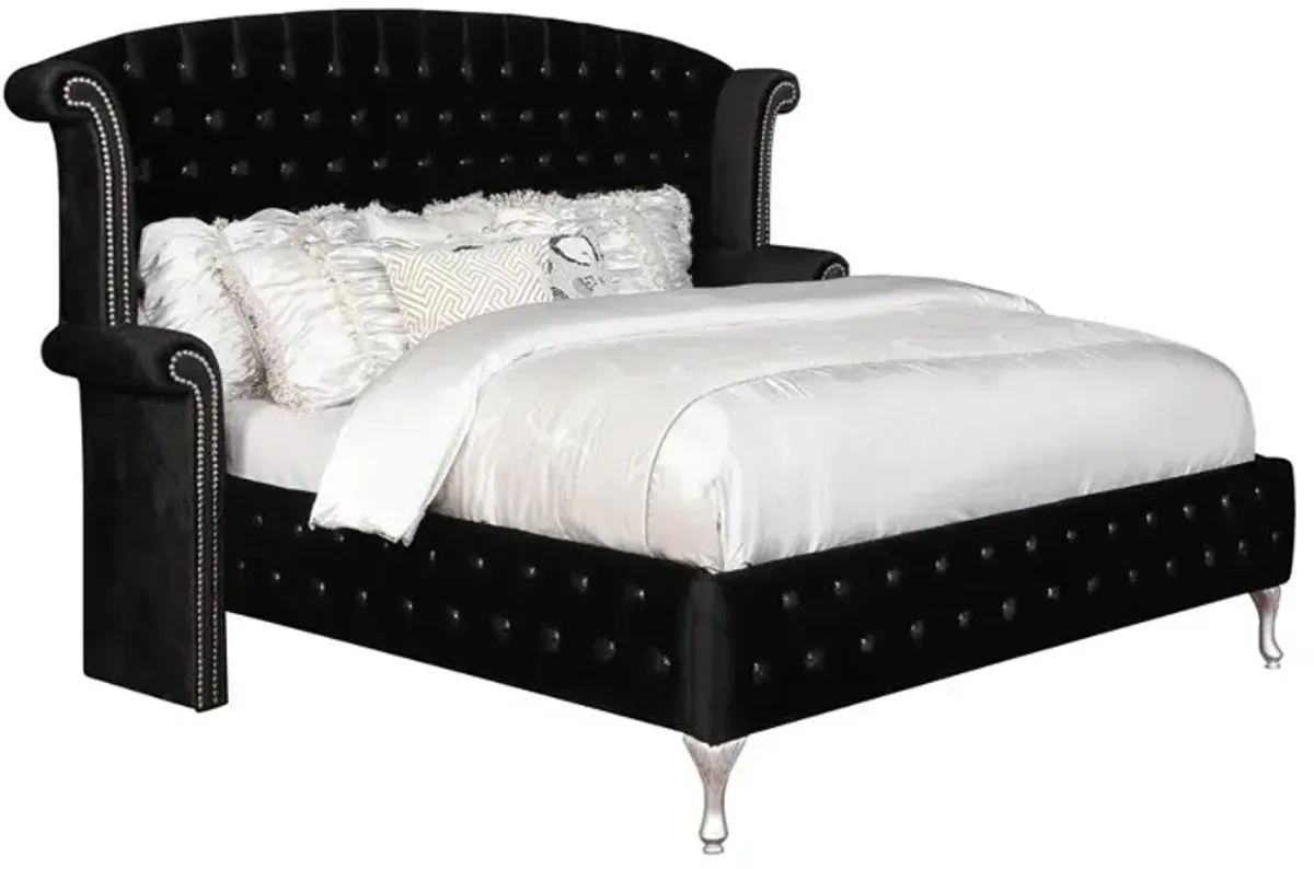 Coaster Deanna Upholstered Queen Wingback Bed Black