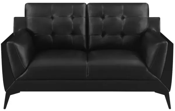 Moira Upholstered Wedge Arm Tufted Loveseat Black