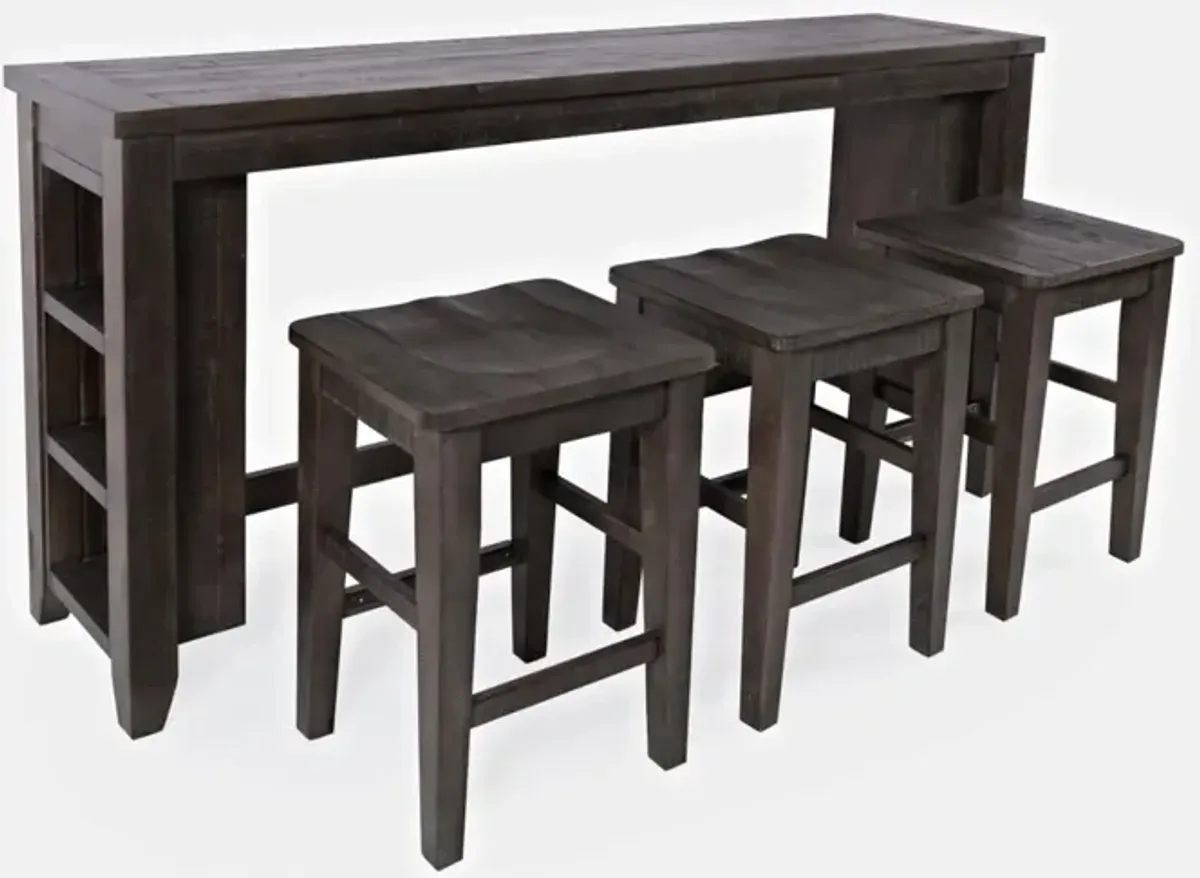 Jofran Madison County 4-Piece Sofa Console Bar Stools & Table Set Barnwood