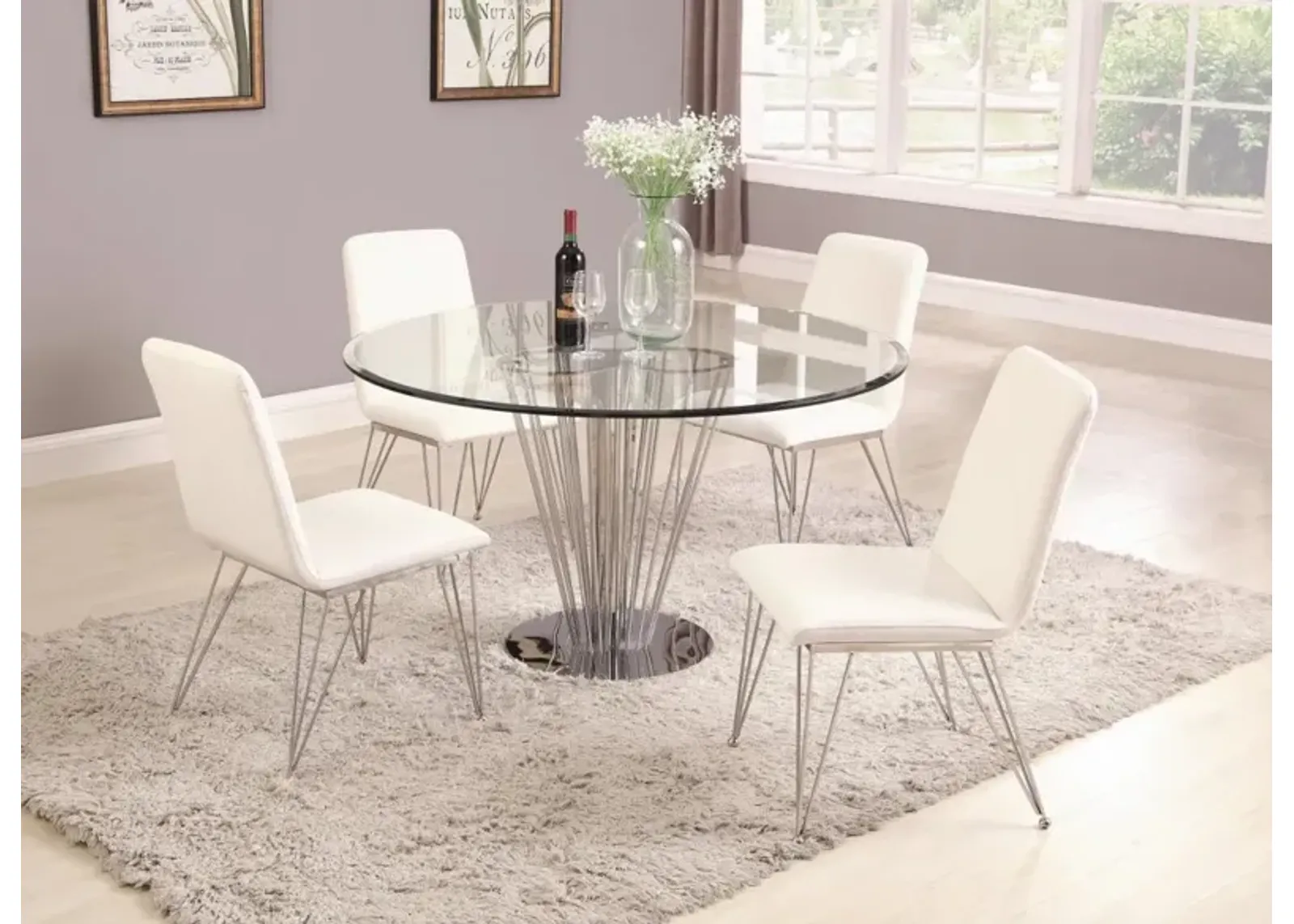 FERNANDA CONTEMPORARY ROUND GLASS DINING TABLE