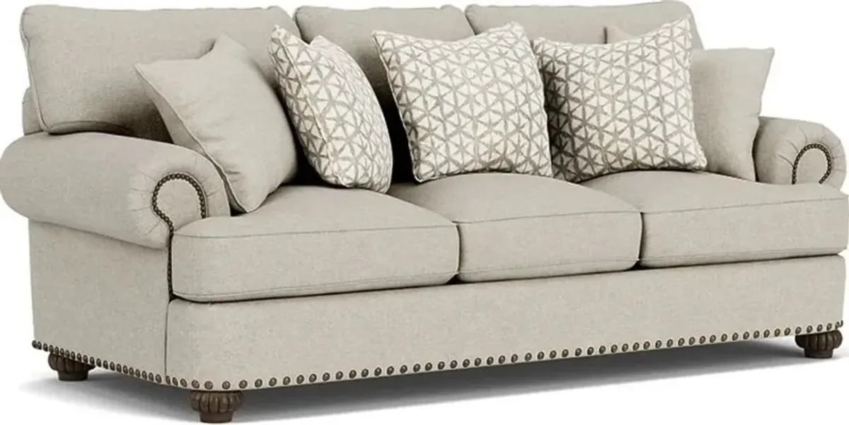 Flexsteel Patterson Silver Driftwood Sofa with Nailhead Trim