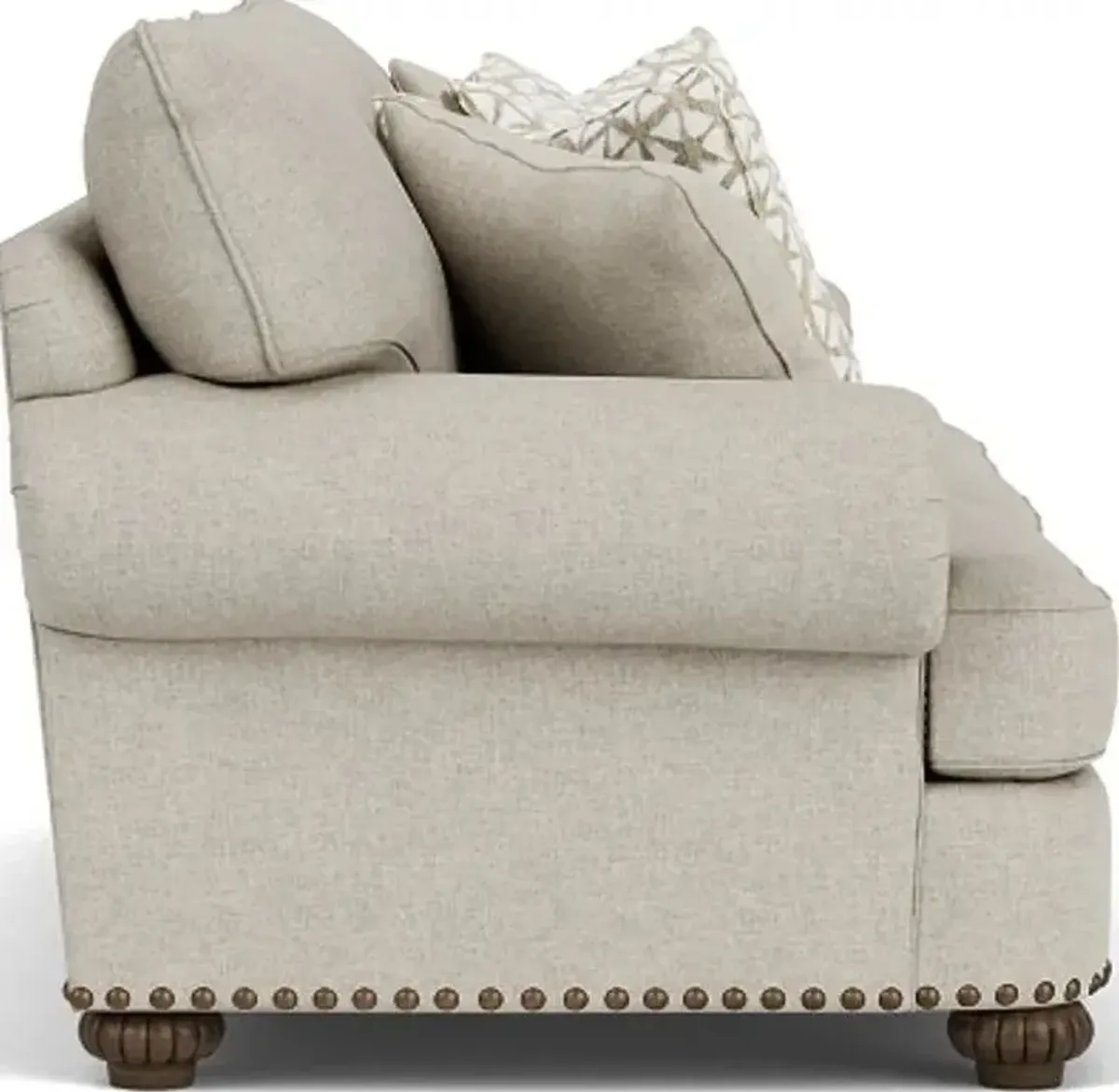 Flexsteel Patterson Silver Driftwood Sofa with Nailhead Trim