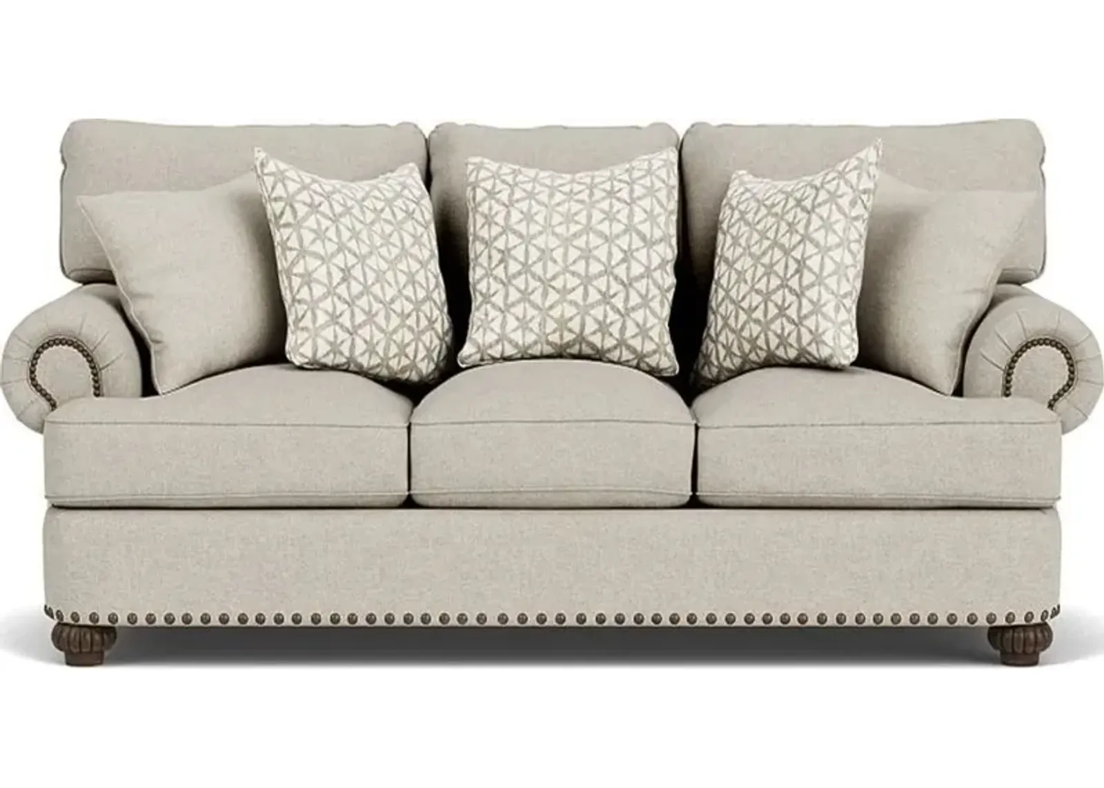 Flexsteel Patterson Silver Driftwood Sofa with Nailhead Trim