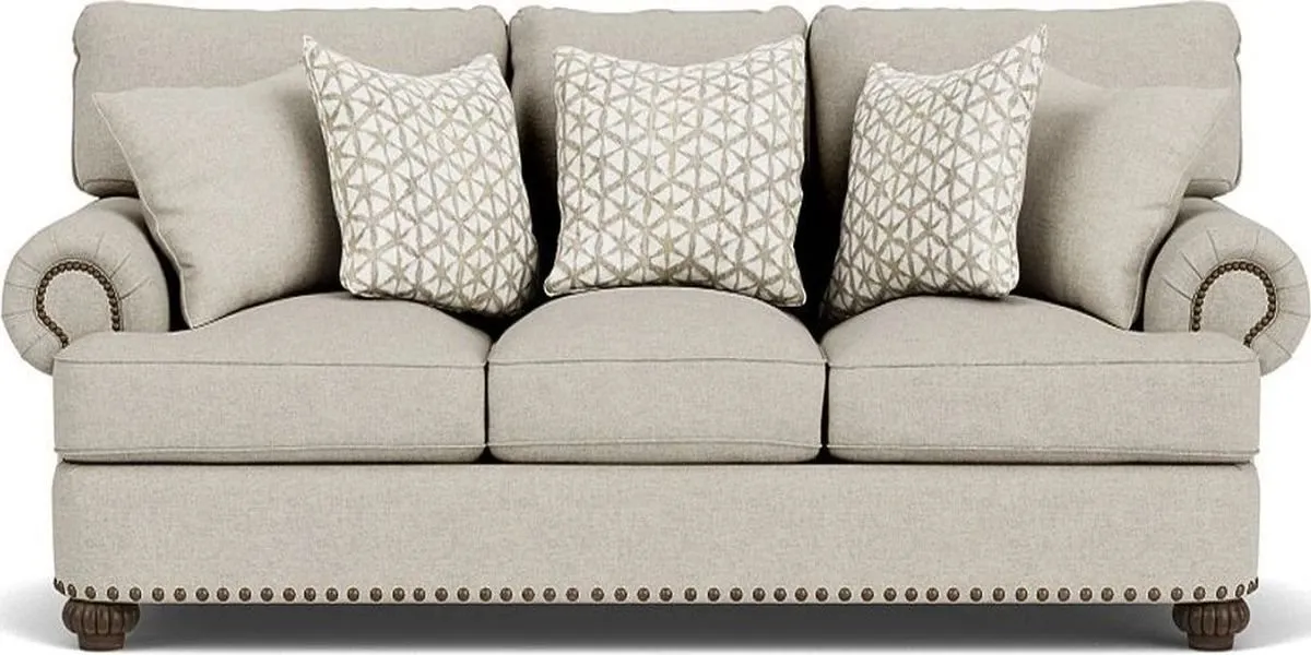 PATTERSON SILVER DRIFTWOOD SOFA WITH NAILHEAD TRIM