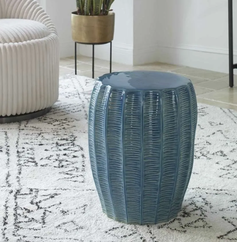 HARBOR AQUE BLUE OUTDOOR GARDEN STOOL