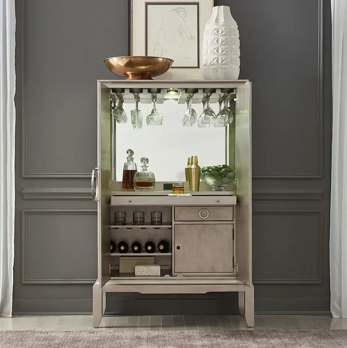 Liberty Furniture Montage Platinum Bar Cabinet