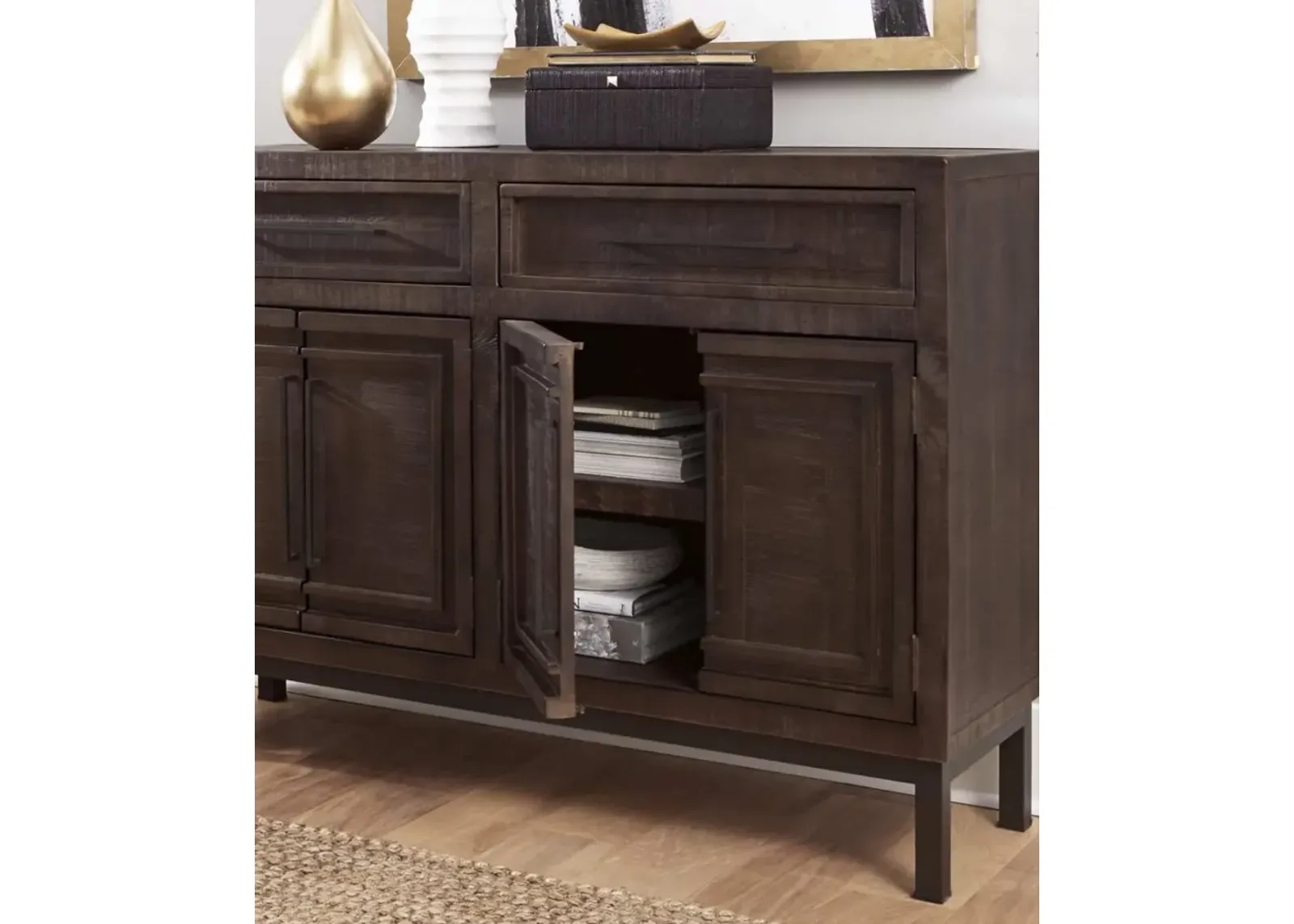 Aspenhome Zander Dark Brown 57 Inch Highboy TV Stand Console