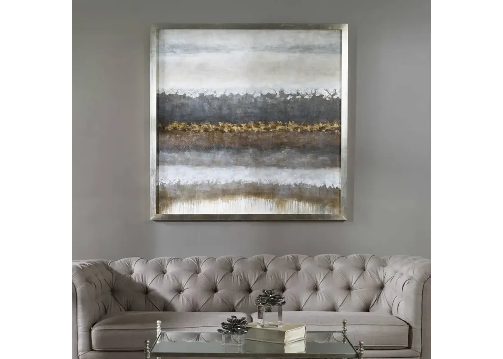 Uttermost Layers Metallic Neutral Landscape Wall Art