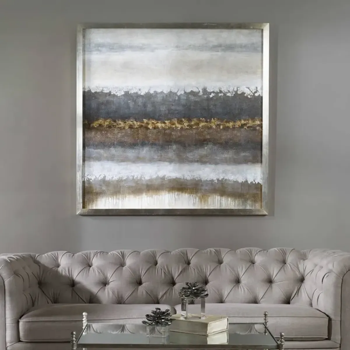 Uttermost Layers Metallic Neutral Landscape Wall Art